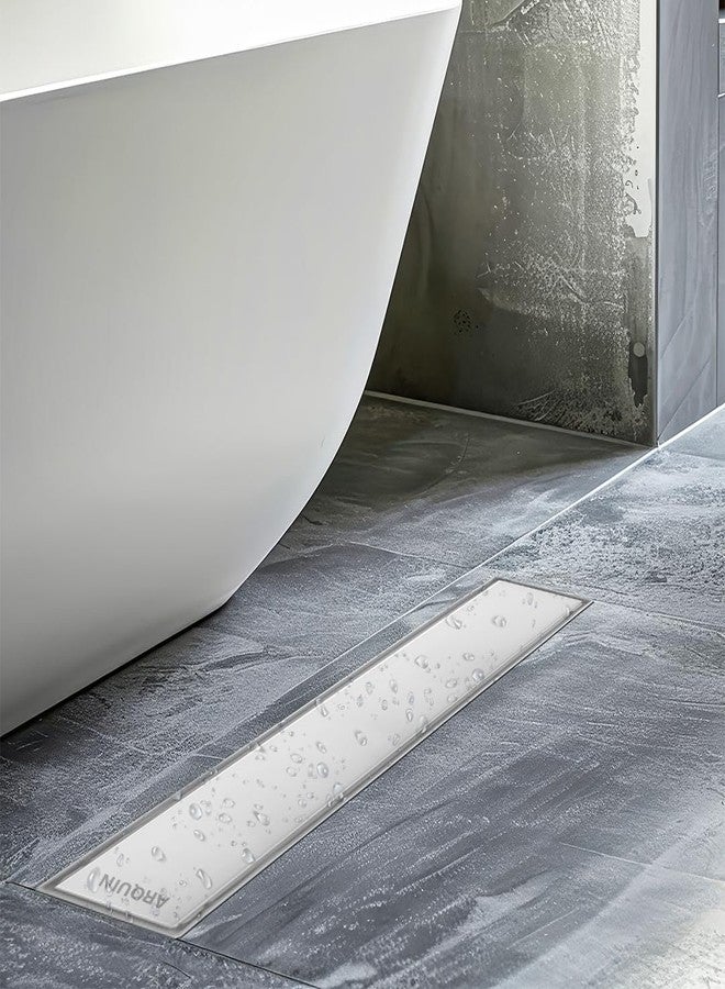 ARQUIN قناة تصريف مياه الاستحمام من أركوين، مقاس 24 × 4 بوصة، تُركّب داخل بلاط الحمام | قناة تصريف مياه الصرف الصحي من الفولاذ المقاوم للصدأ عيار 304، مناسبة لأرضيات الرخام، مزودة بمصيدة للصراصير (سُمك 1 مم) - Image 5